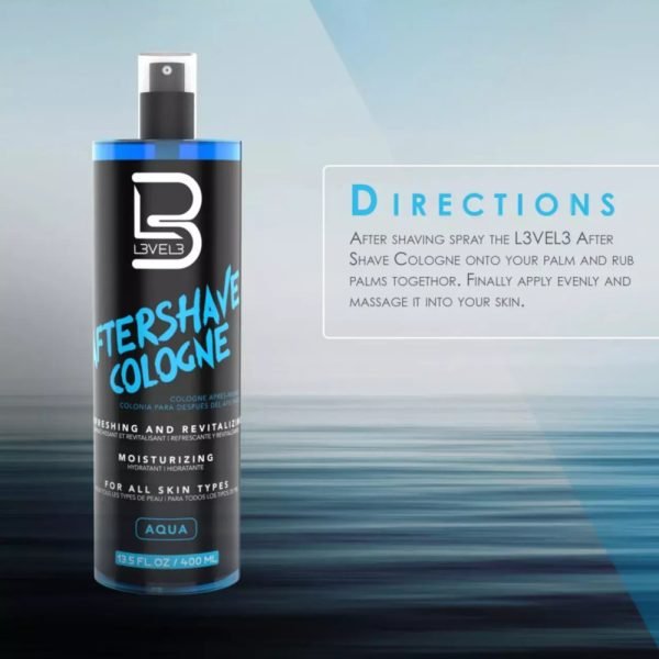 Aftershave Cologne Aqua Level 3 400ml – Frescura y Cuidado Profesional Post Afeitado - Imagen 3